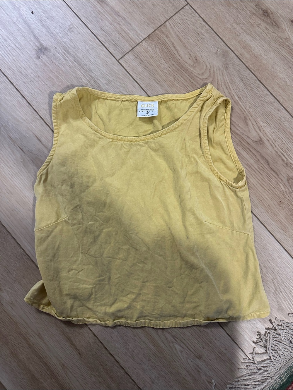 Click Yellow Sleeveless Cotton Tank Top